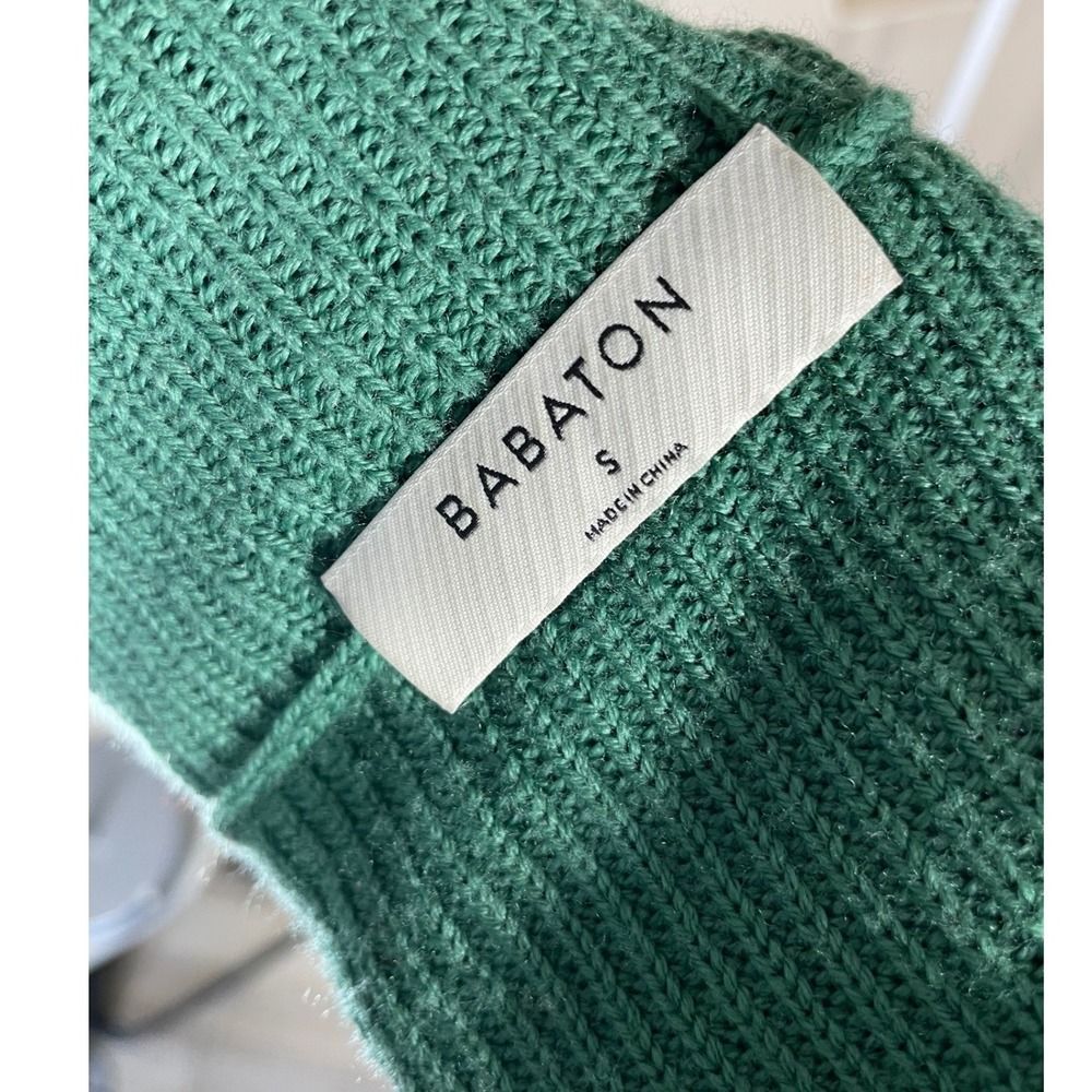 Merino Wool Babaton Turtleneck Sweater dress W/ S Green Ribbed Knit 103661 LN - Picture 6 of 14